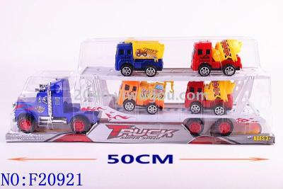 Children's toy wholesale and foreign trade friction spray booth double drag trucks