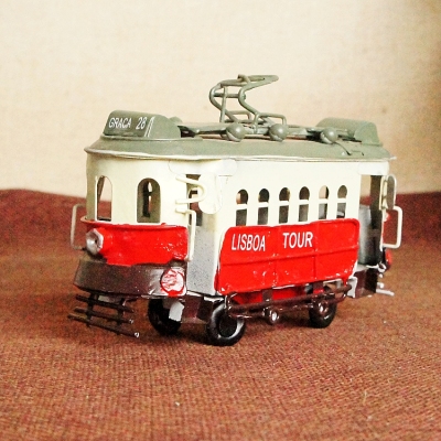 European retro iron trolley bus model ornament crafts ornaments