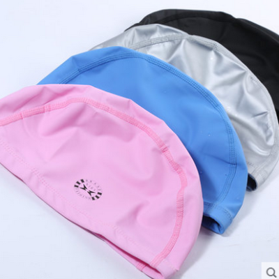 Zhengpin adult hot spring PU coating swimming hat pure color cloth hat male lady long hair waterproof head