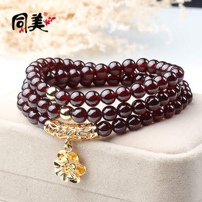 With beautiful crystal copper plated roses natural Garnet bracelets natural circle Crystal bracelet wholesale