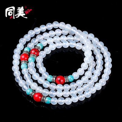 2017 summer new white agate bracelet white agate with green pine of Pinus koraiensis Virgin bracelet