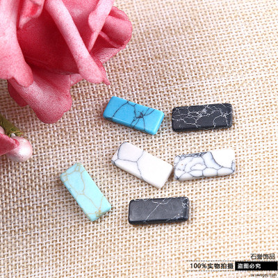 Turquoise rectangular double - sided ring - ring - face diy hand - made fashion accessories scatter beads accessories