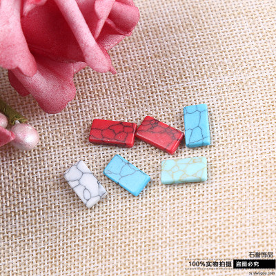 Turquoise rectangular double-sided ring with ring - ring - hand diy scatter bead accessories accessories