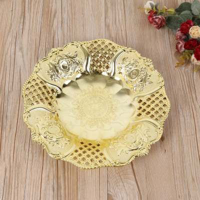 Marriott Craft Creative Upscale Gold Plating Fruit Plate Hollow Design Fruit Plate