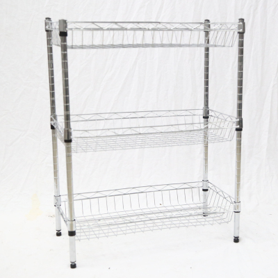 Factory Direct Sales Three-Layer Metal Shelf Balcony Sundries Rack Kitchen Organizing Shelves
