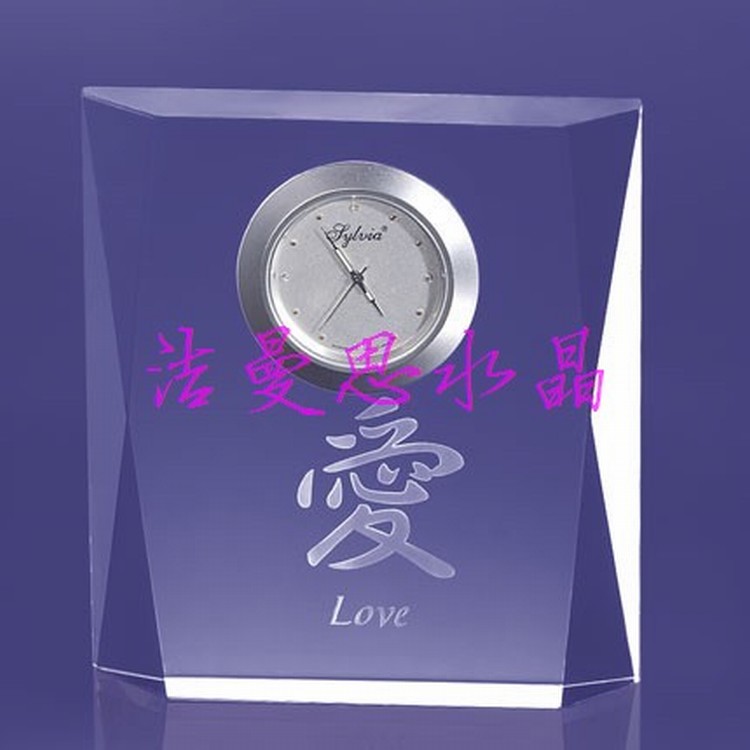 商务水晶钟表 办公桌面水晶工艺品定制 浦江K9水晶厂家直销