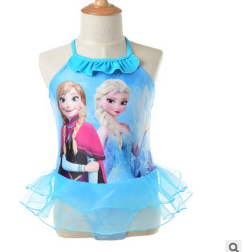 2017 new European and American children's one-piece swimsuit girl's frozen cartoon swimsuit speed sells hot style