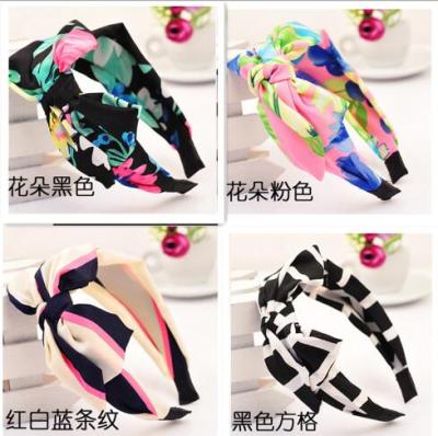 Korean version of bowknot wide side hair hoop cloth art hair clip hair clip head hoop bright color department