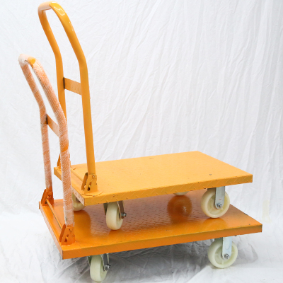 Factory Direct Sales Yellow Four-Wheel Trailer Delivery Lightweight Carriage Mute Trolley Foldable Platform Trolley