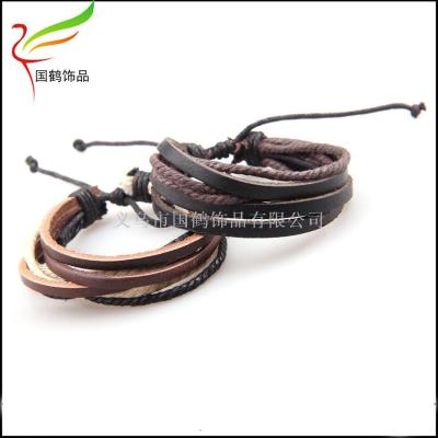 Leather woven leather Pu wax thread bracelet