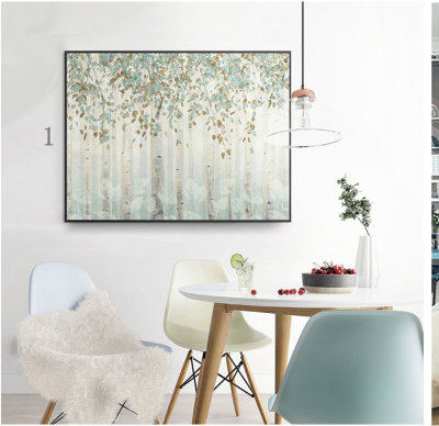 White birch landscape abstract decorative painting banner living room large picture of soft decoration model room and painting.