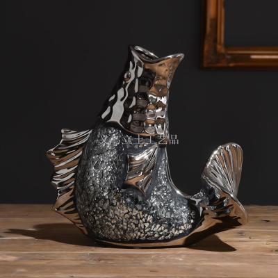 Gao Bo Decorated Home Fish plating ceramic style decoration vases ceramic decoration crafts