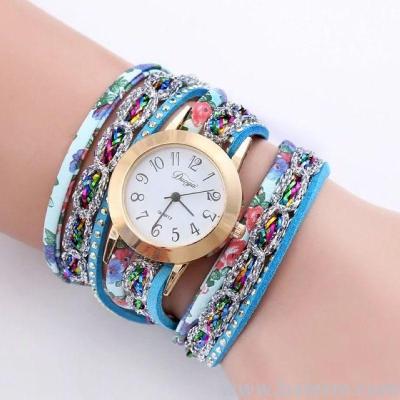 Aliexpress explosions wound three times ethnic fashion color Lady decorative Bracelet Watch
