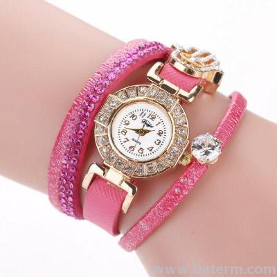 Aliexpress explosions fashion hierarchy drill wound two more ladies Bracelet Watch quartz watch