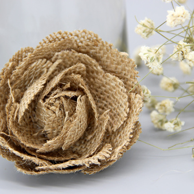 Hot linen pattern decorative flower linen flower DIY Christmas wedding party decorations simple, retro decorations