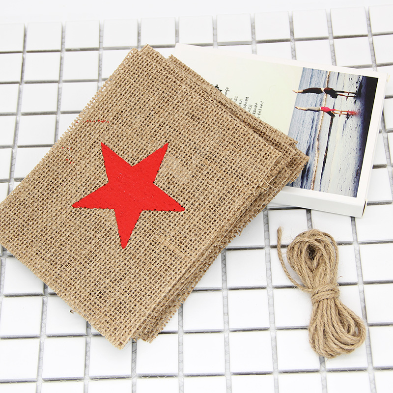 厂家直销 现货手工圣诞婚庆派对装饰麻布旗 派对圣诞拉旗