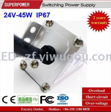 DC 24V45W waterproof IP67 monitoring LED switching power supply adapter