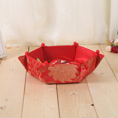 Brocade material can fold design candy box fruit tray nuptial jubilant use pure hand to make