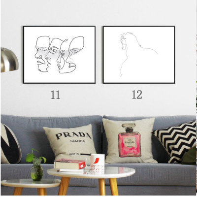 Modern simple line description abstract triplet drawing living room decoration painting Nordic style hanging picture.