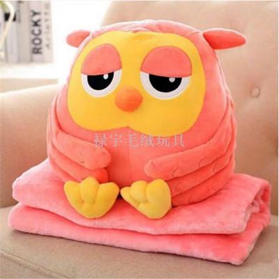 Cartoon Cute Owl pillow is triple-A coral velvet nap blanket air conditioning by holiday manufacturers wholesale