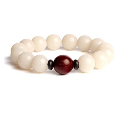 Authentic natural big white jade bodhi root bodhi little leaf rosewood Buddha bead bracelet string hands for men and women