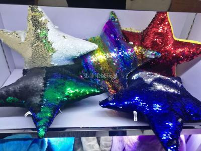 Sequined five pointed star - pillow as as plush toys