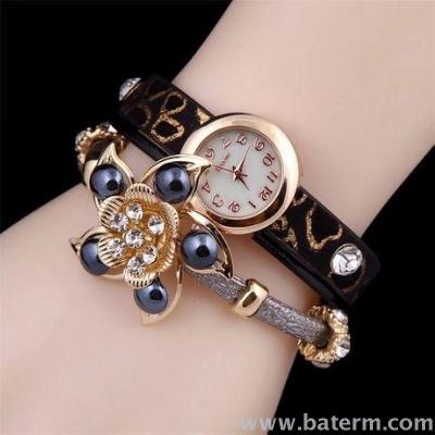 Quick-selling fashion big flower leopard strap lady bracelet watch quartz watch