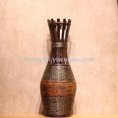 Chinese Retro Southeast Asian Style Handmade Bamboo Woven Vase Flower Flower Container DL-17357
