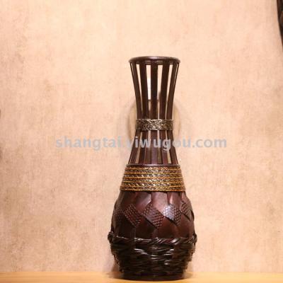 Chinese Retro Southeast Asian Style Handmade Bamboo Woven Vase Flower Flower Container DL-17358