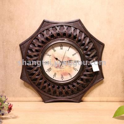 Hot Selling Retro Southeast Asian Style Handmade Bamboo Frame Wall Clock 09-13621