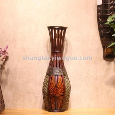 Chinese Retro Southeast Asian Style Handmade Bamboo Woven Vase Flower Flower Container DL-17349