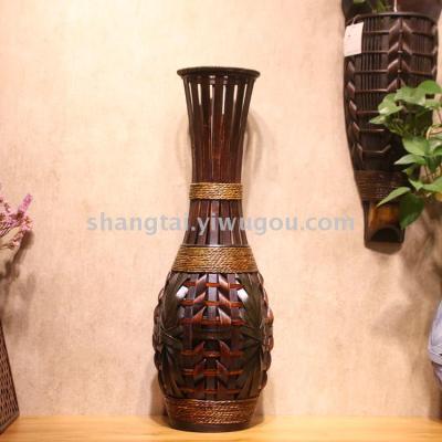 Chinese Retro Southeast Asian Style Handmade Bamboo Woven Vase Flower Flower Container DL-17345