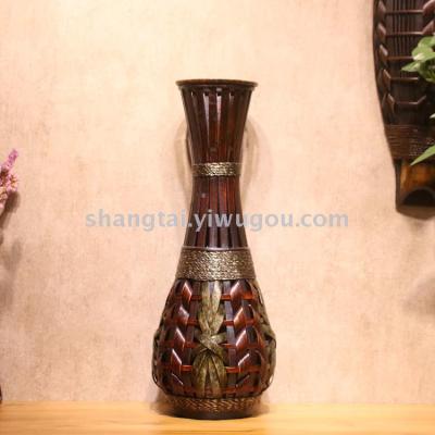 Chinese Retro Southeast Asian Style Handmade Bamboo Woven Vase Flower Flower Container DL-17350