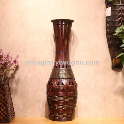 Chinese Retro Southeast Asian Style Handmade Bamboo Woven Vase Flower Flower Container DL-17346