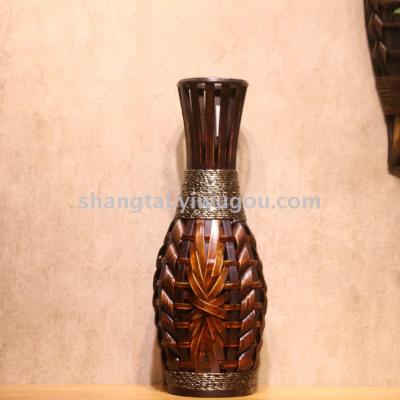 Chinese Retro Southeast Asian Style Handmade Bamboo Woven Vase Flower Flower Container DL-17356