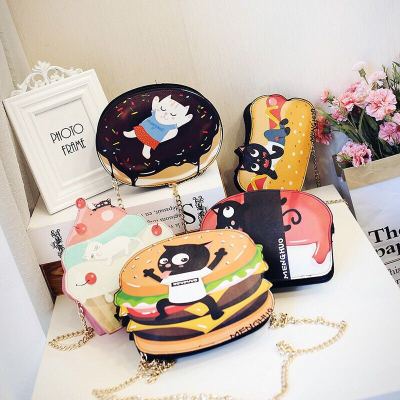 2017 summer new female bao meng cargo the original single shoulder pack cartoon express it in ice cream burger chain oblique span