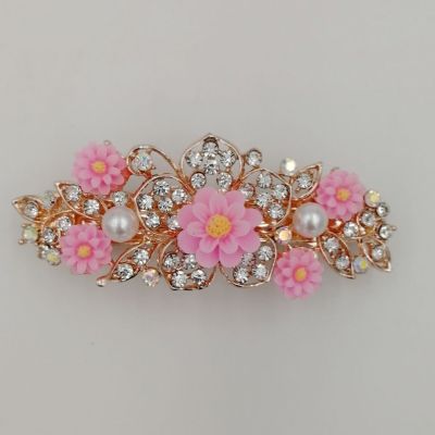 Popular Supplies for Night Market Yiwu Small Commodity Exquisite Barrettes Rhinestone Alloy Spring Clip Updo Hair Accessories Side Clip
