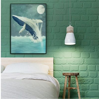 Marine blue whale dolphin Nordic decorative painting living room sofa background wall animal painting bedroom dining room study murals.