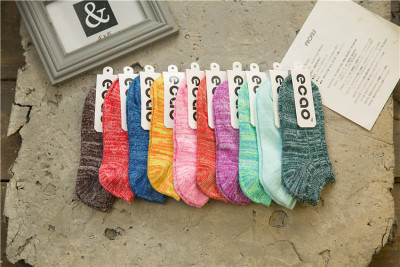 Sock girl low help socks summer Korean version of vintage cotton coarse tube boat socks female shallow mouth Mau socks