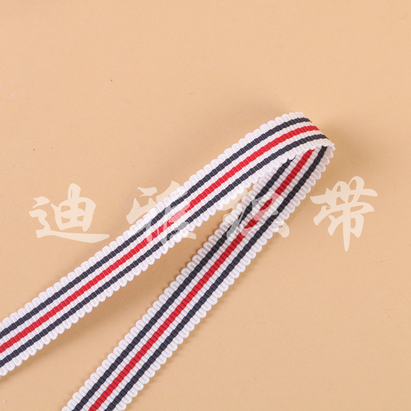厂家直销 黑红白条纹相间提花横条扁带织带