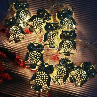 10/20led Halloween Wrought Iron Owl Party Decorative String Lights Foreign Trade Popular Style
