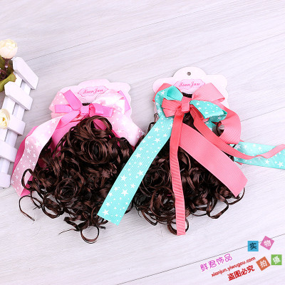 The girl with curly-haired baby wig the hair of the child pure hand bows princess hair clip.