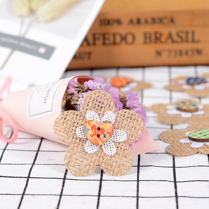 人气热销  纯手工diy麻布小花 饰品装饰 服装鞋帽辅料等