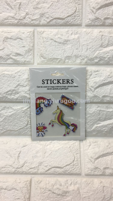 PU leather Stickers unicorn horse mobile phone stickers bag stickers luggage computer phone Stickers