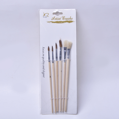 Xinqi painting material manufacturers direct 4 pointed horse hair and 2 flat pig brown brushes