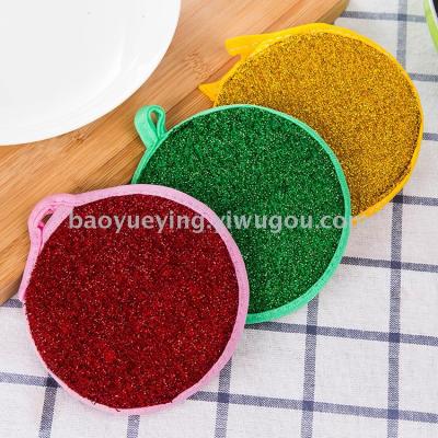 Wholesale round two-sided sponge wipe hundred clean cotton wash dishes towel wash towel round towel cleaning ball