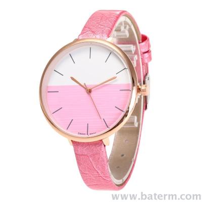Korean fashion simple rose gold slim double color literal fine strap ladies fashion Watch student Watch
