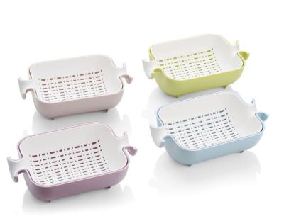 Creative double layer inverted drain basket kitchen plastic fruit basket drip basin basin kitchen wash basin fruit bowl