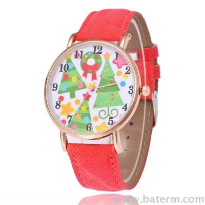 Super Thin Christmas series cartoon Christmas tree digital belt watch quartz watch 13