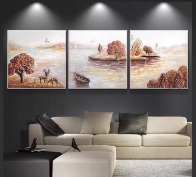 Three-dimensional relief painting hand - painted sofa background painting frame home decoration painting